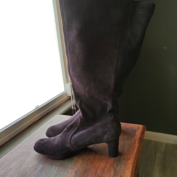 Stuart Weitzman Chocolate Brown Suede Knee Boots - Picture 1 of 6